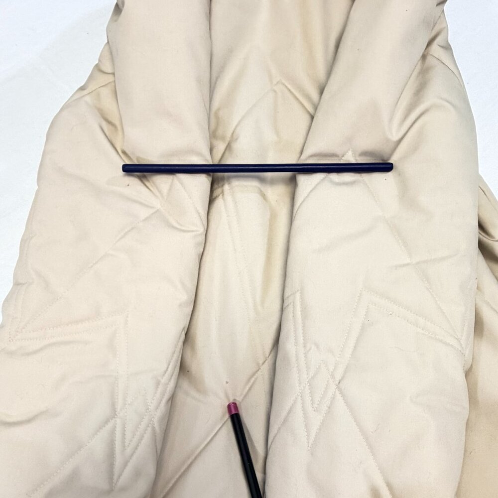 Vintage Monette Casuals Puffer Jacket 6 Zip Vest Button Up Cream Mauve Parka - Picture 14 of 14